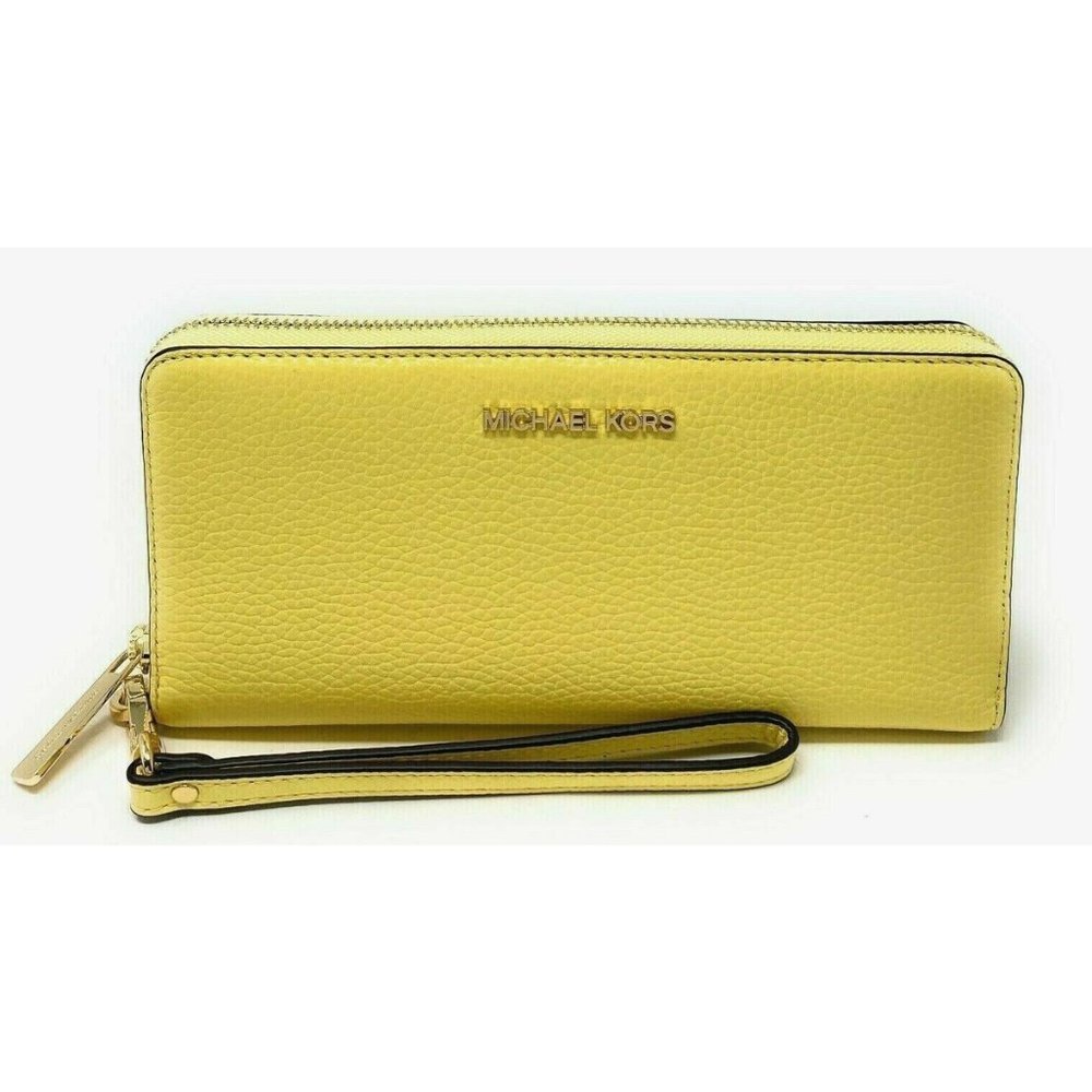New Michael Kors Jet Set Large Travel Continental wallet Leather Buttercup